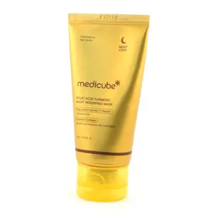 Medicube Kojic Acid Turmeric Night Wrapping Mask 75ml - Natural Turmeric, Hyaluronic Acid Moisturizer, Niacinamide-Infused Hydrating Skincare for All Skin Types, Brightening, Evens Tone, Reduces Dark Spots